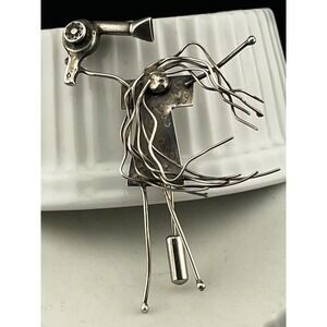 John Storey LHTC Sterling Silver Hairdresser Brooch 1987 1988 Wearable Art Pin